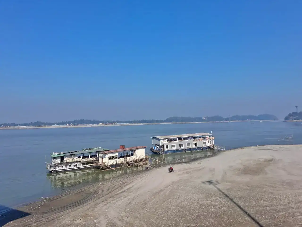 Cruise boats moored on the Brahmaputra