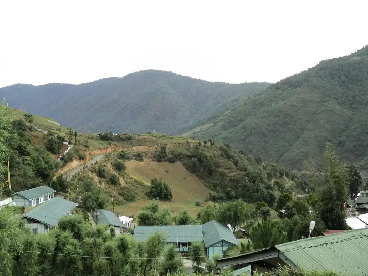 Dirang valley town surrounded by hills