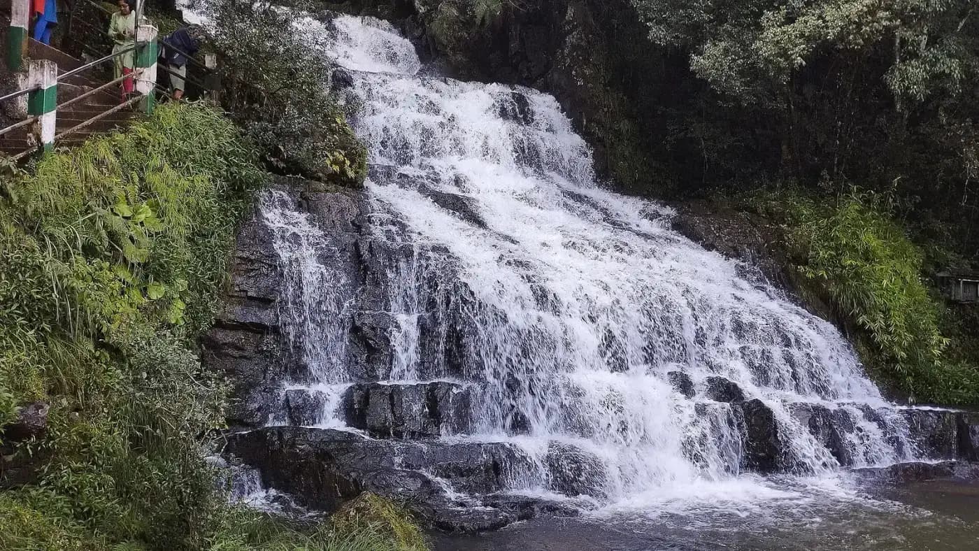 Elephant Falls in a fern-filled glen outside Shillong