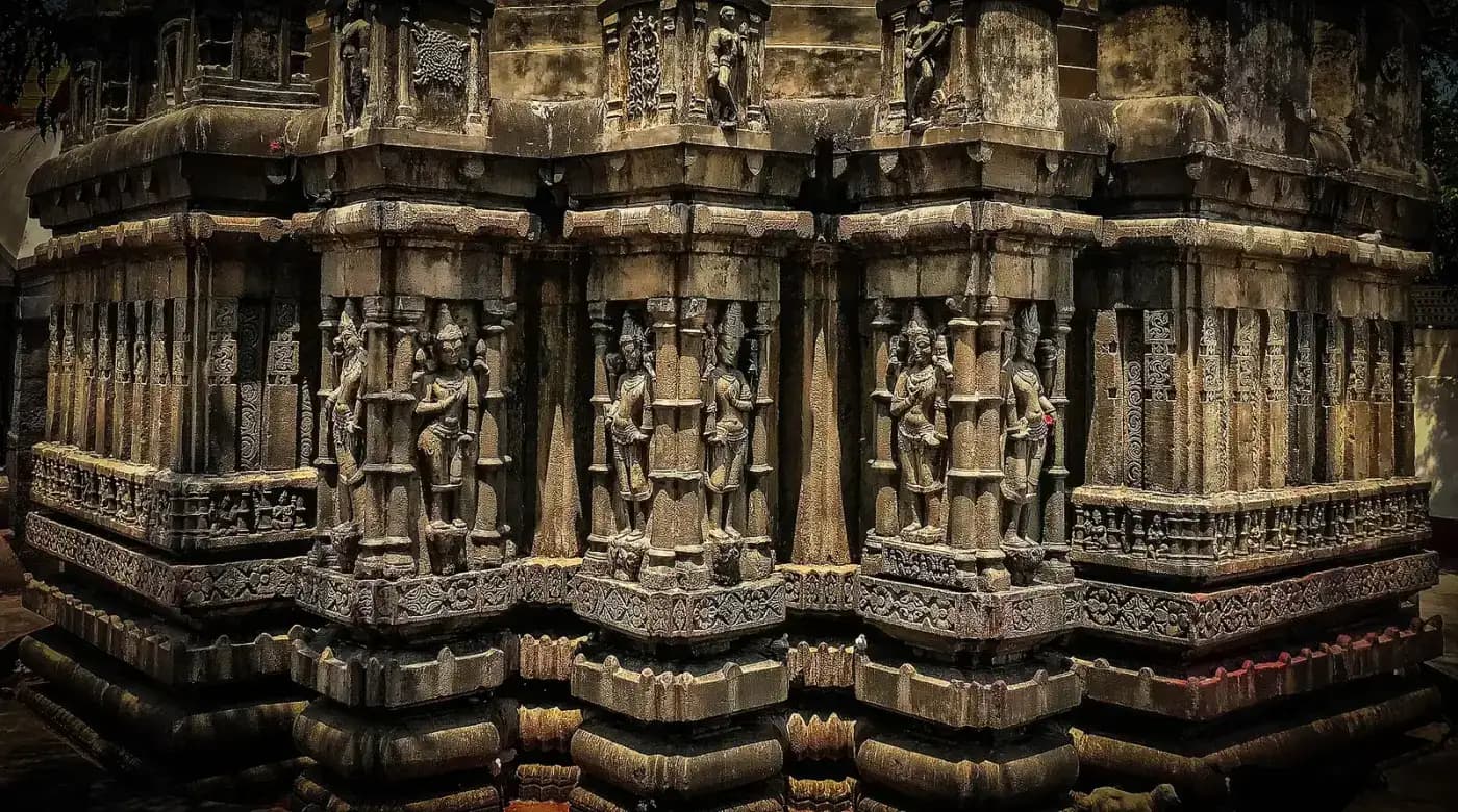 Carved stone panels on the walls of Kamakhya Temple, Assam