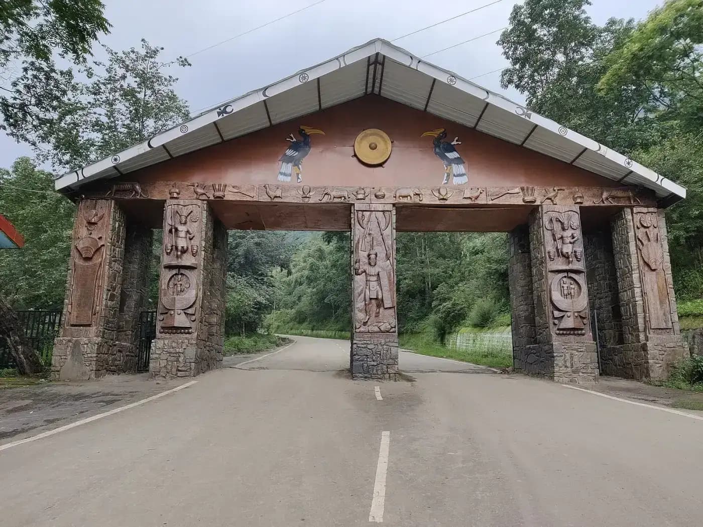 Carved entrance to Kisama Heritage Village near Kohima