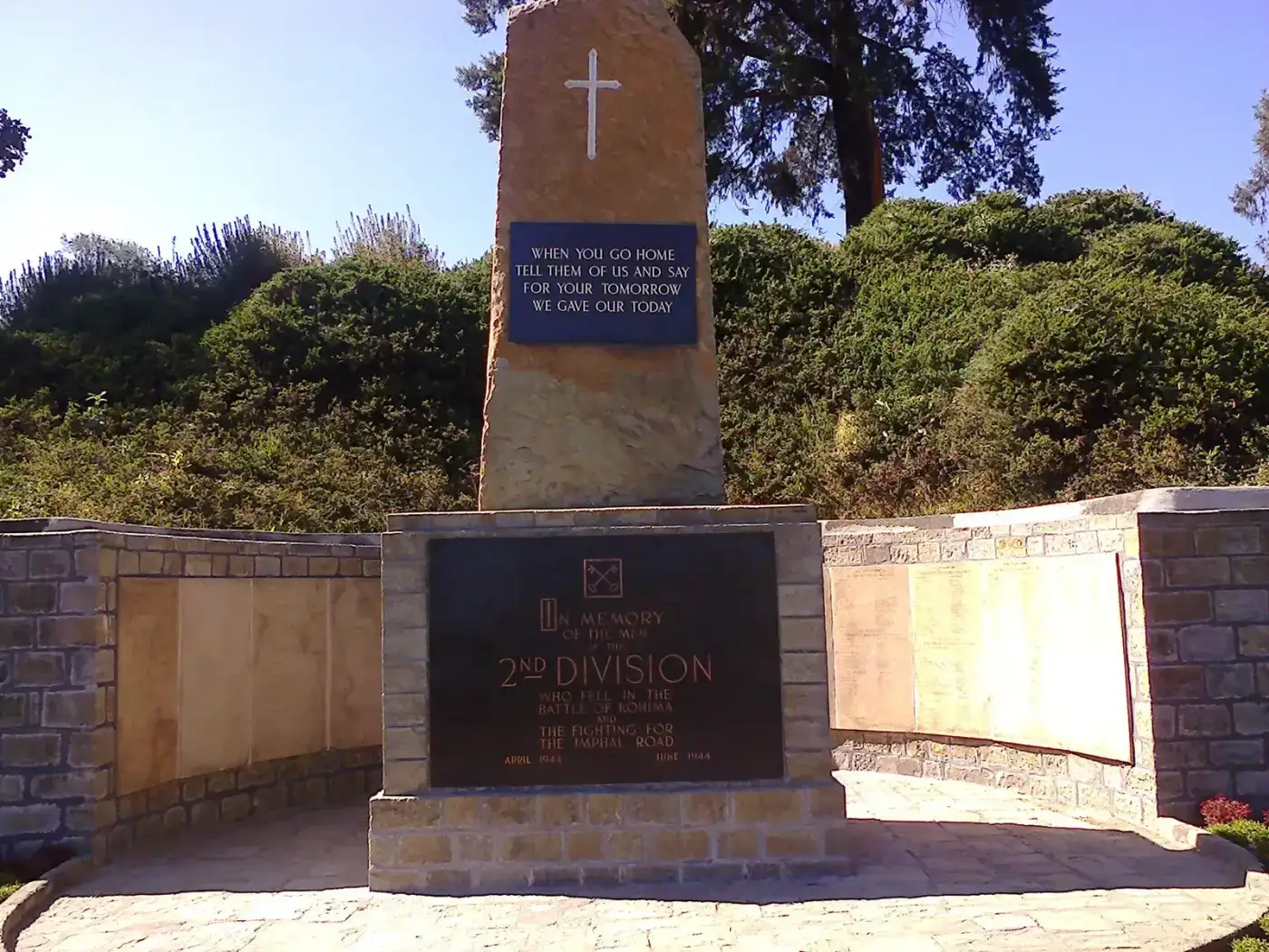 Cross memorial at the Kohima War Cemetery