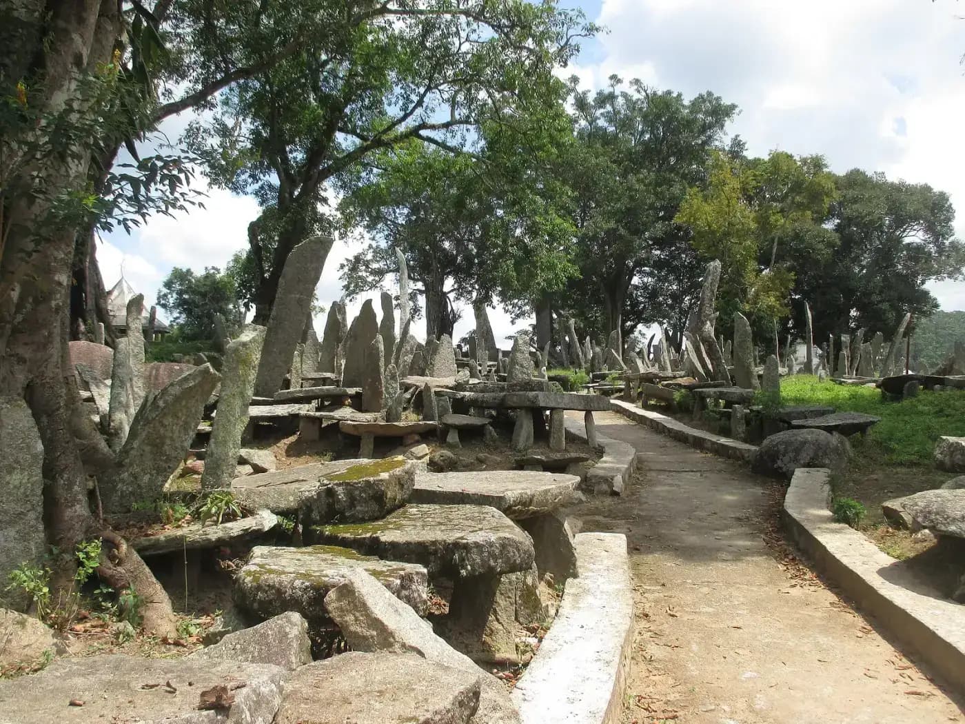 Menhirs and dolmens in the Nartiang monolith garden, Meghalaya
