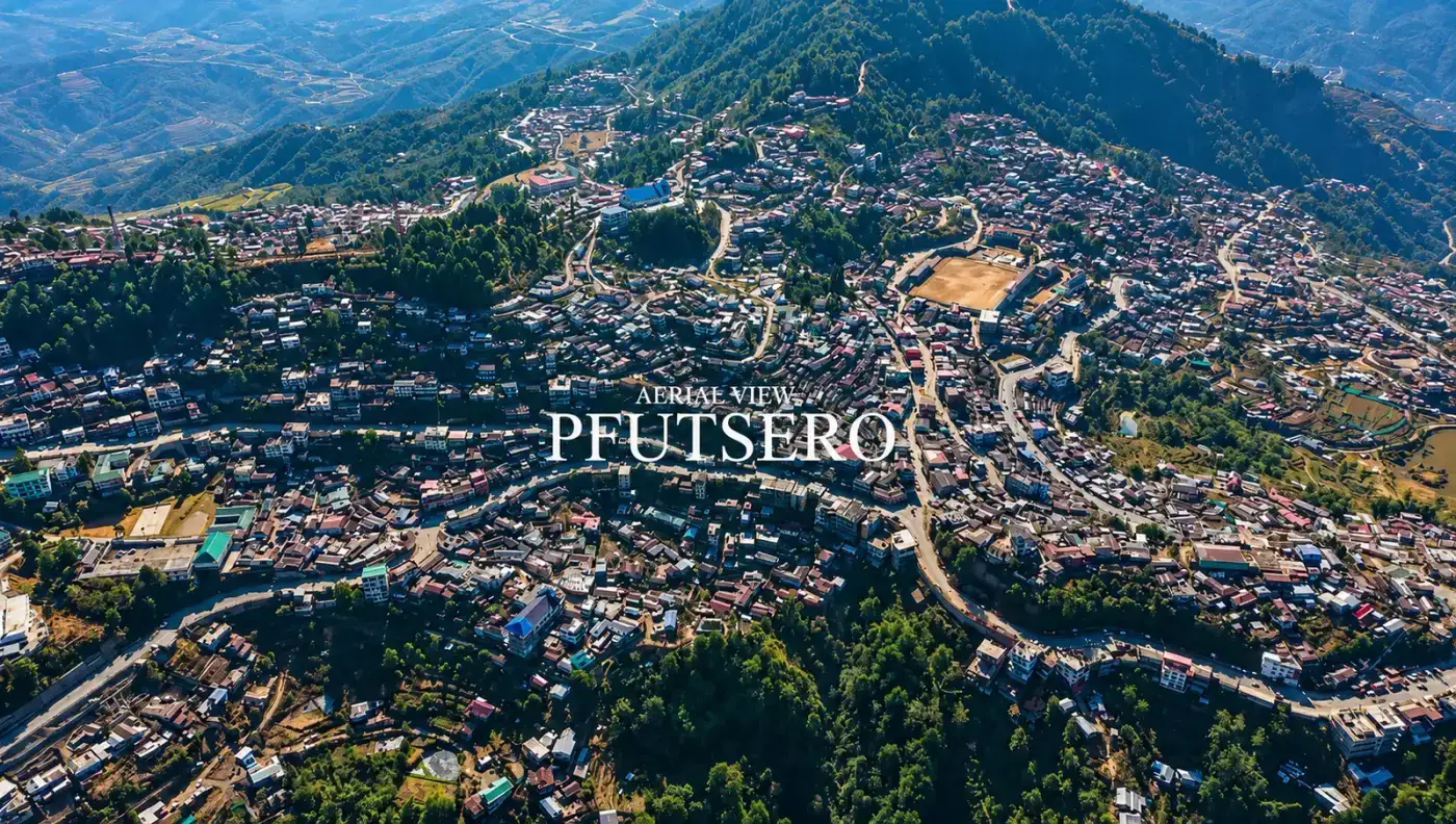 Aerial view of Pfutsero, Nagaland's highest town