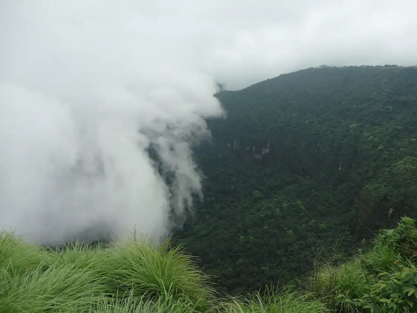 Clouds rising from a deep gorge at Sohra (Cherrapunji)