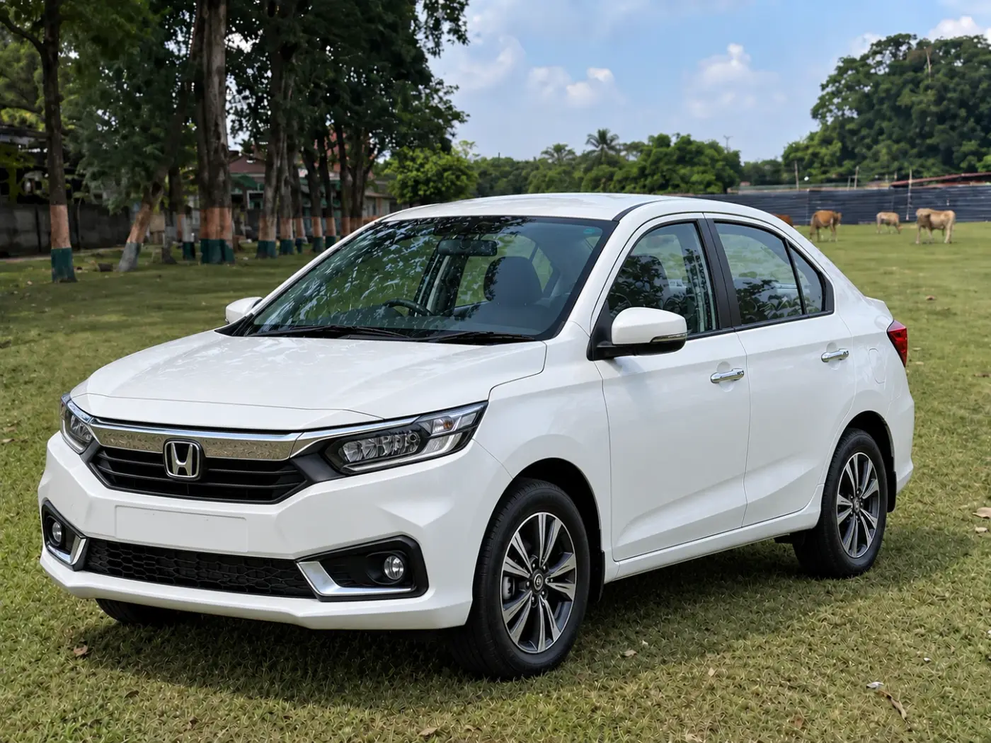 Honda Amaze sedan in white