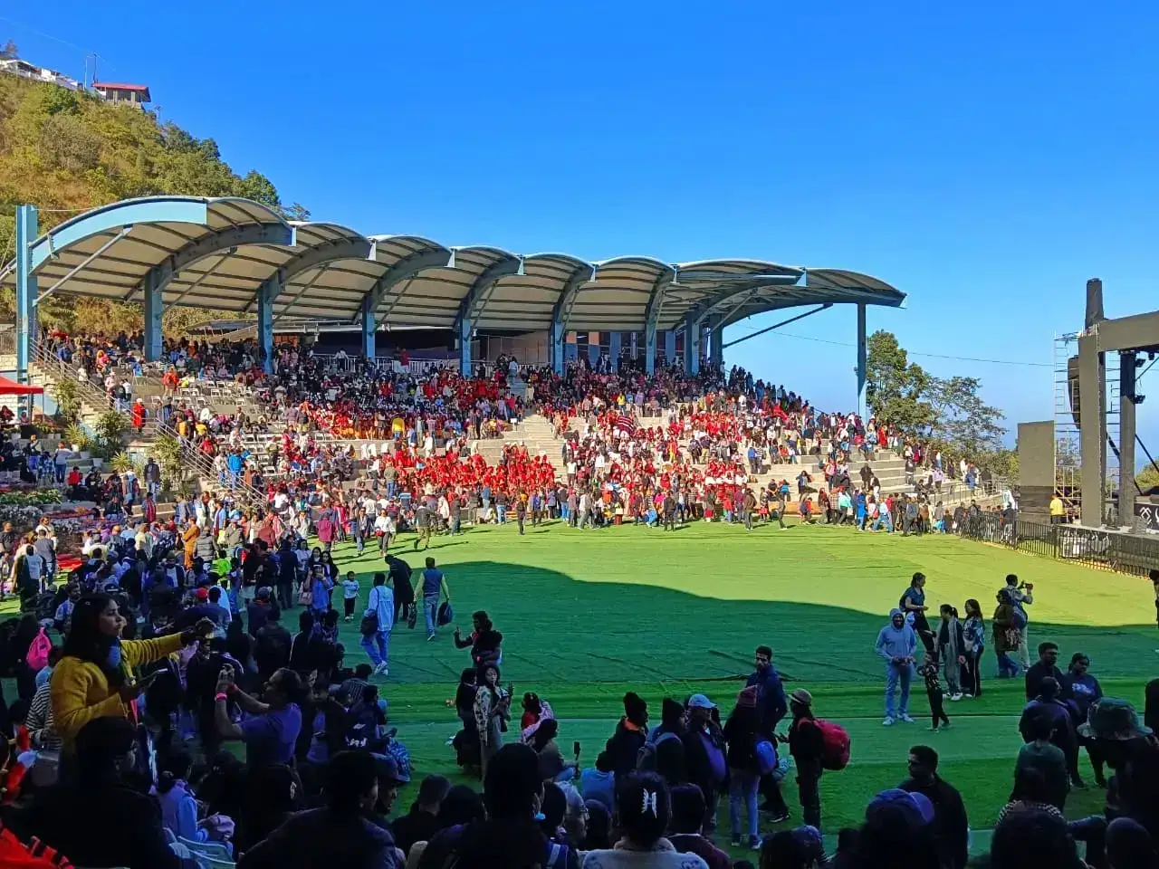 Crowds at the Hornbill Festival arena, Kisama Heritage Village