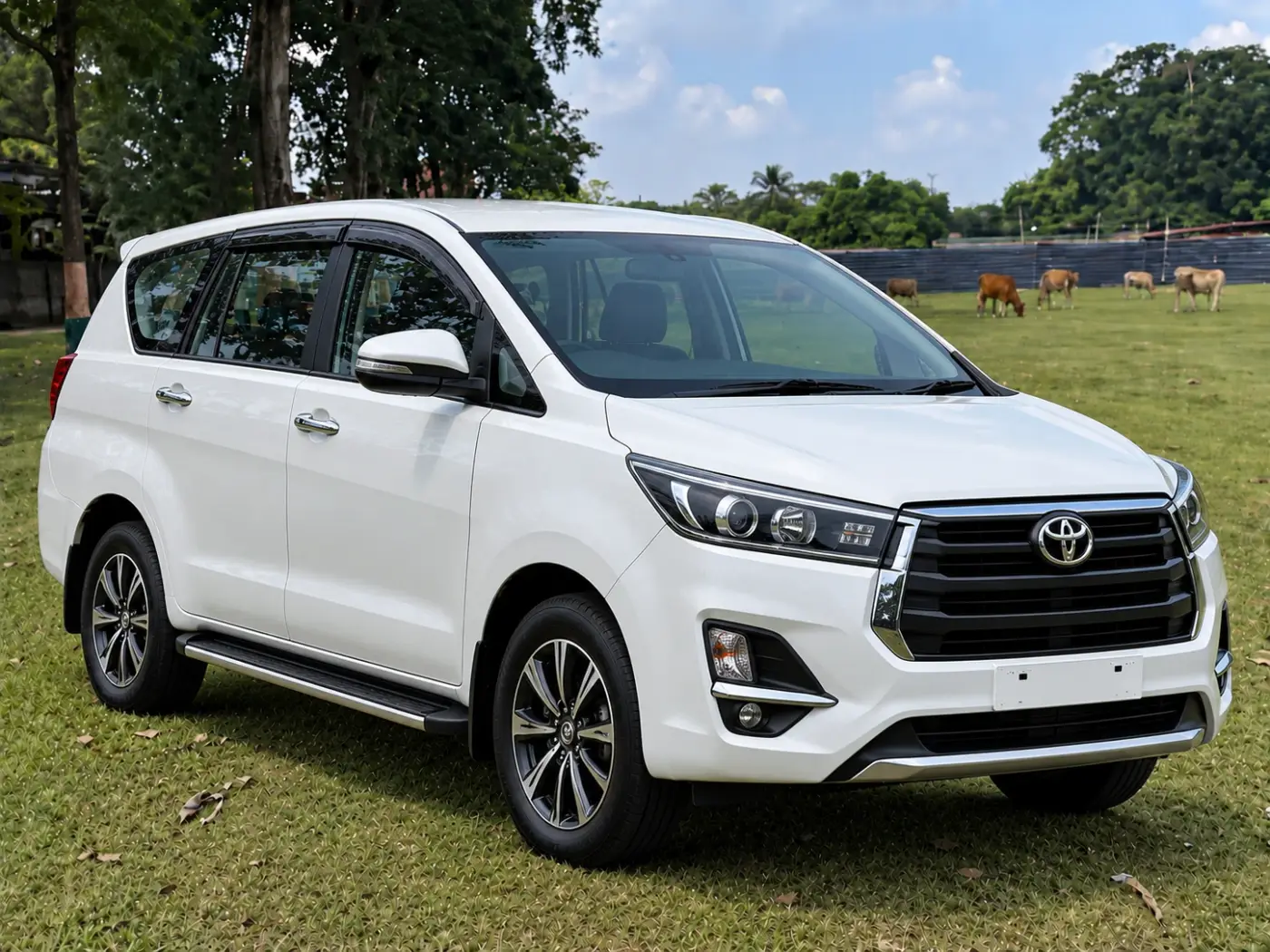 Toyota Innova Crysta MUV in white