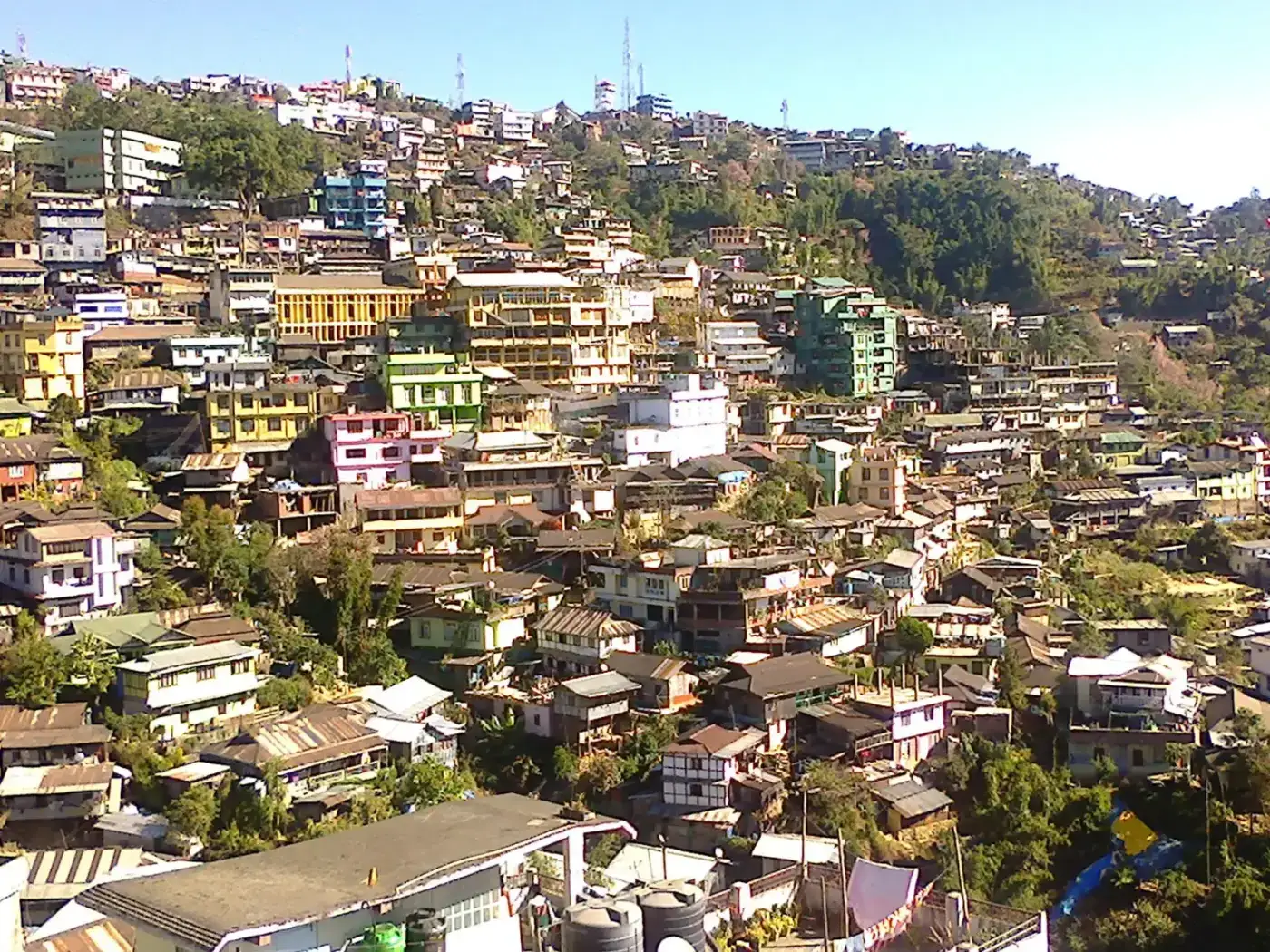 Houses spread across the hills of Kohima, Nagaland