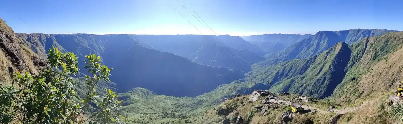 Panoramic view of the Laitlum canyons near Shillong