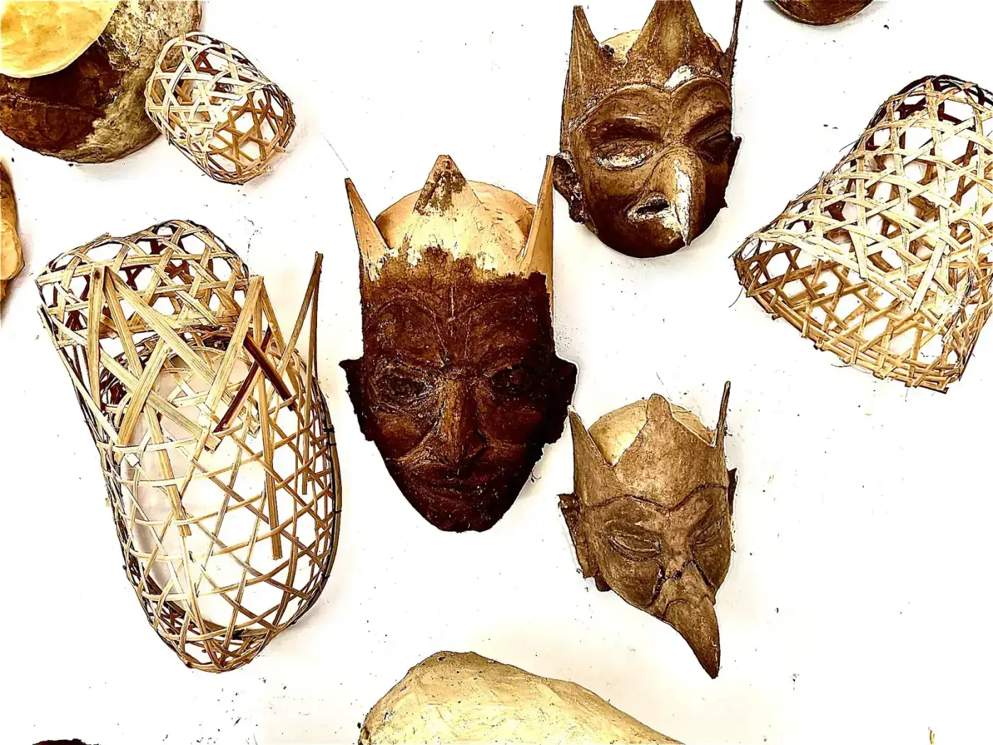 Bamboo-and-clay masks from Majuli's mask-making tradition