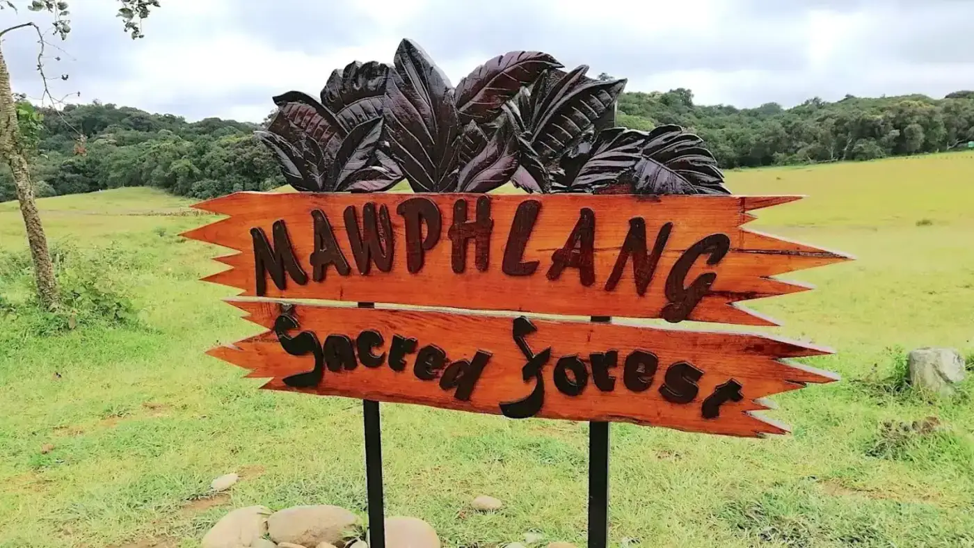 Mawphlang Sacred Forest entrance sign