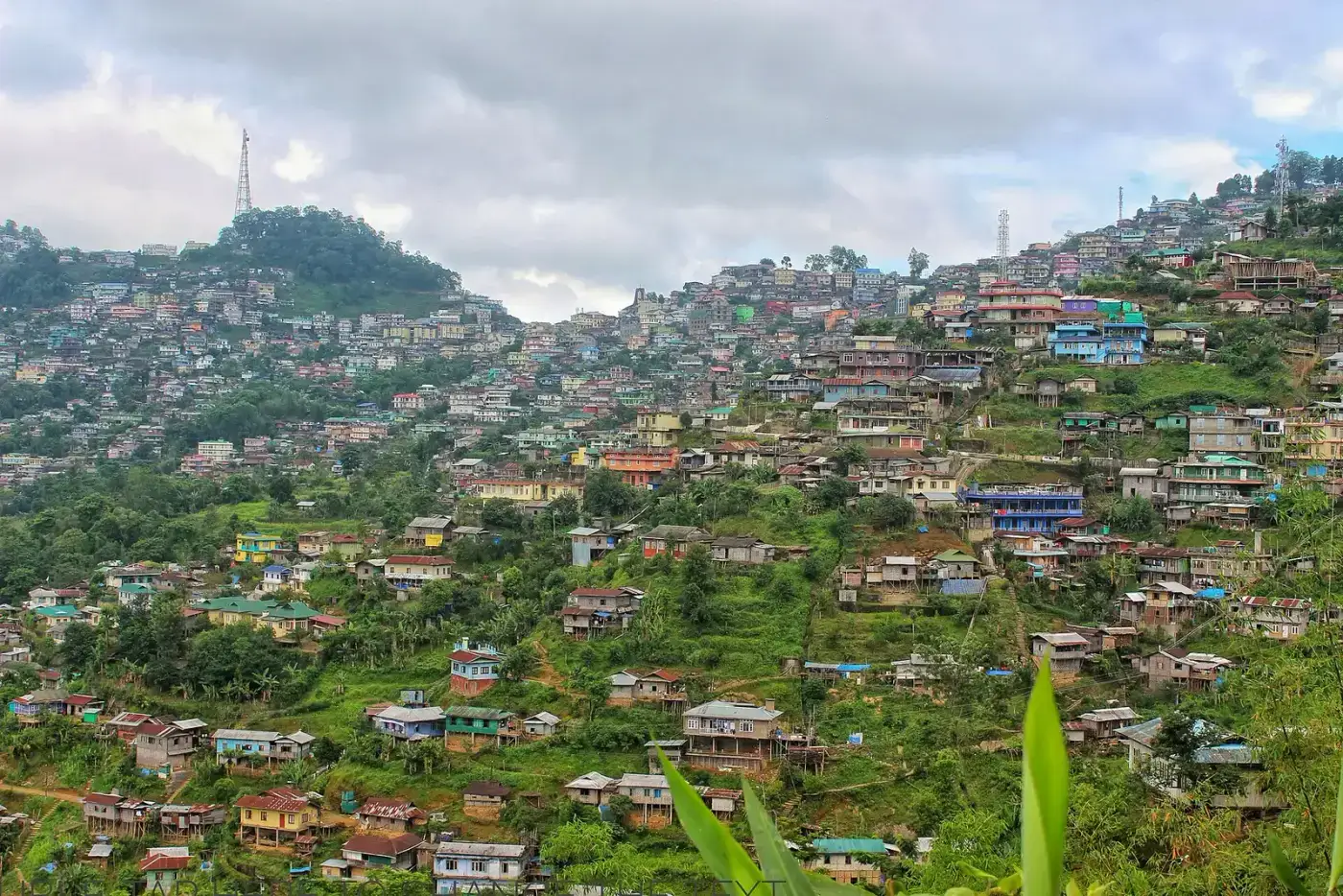 Mokokchung town spread across a hillside in Nagaland