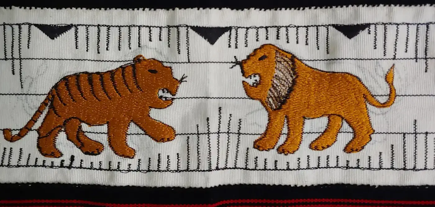 Naga shawl woven with tiger and animal motifs