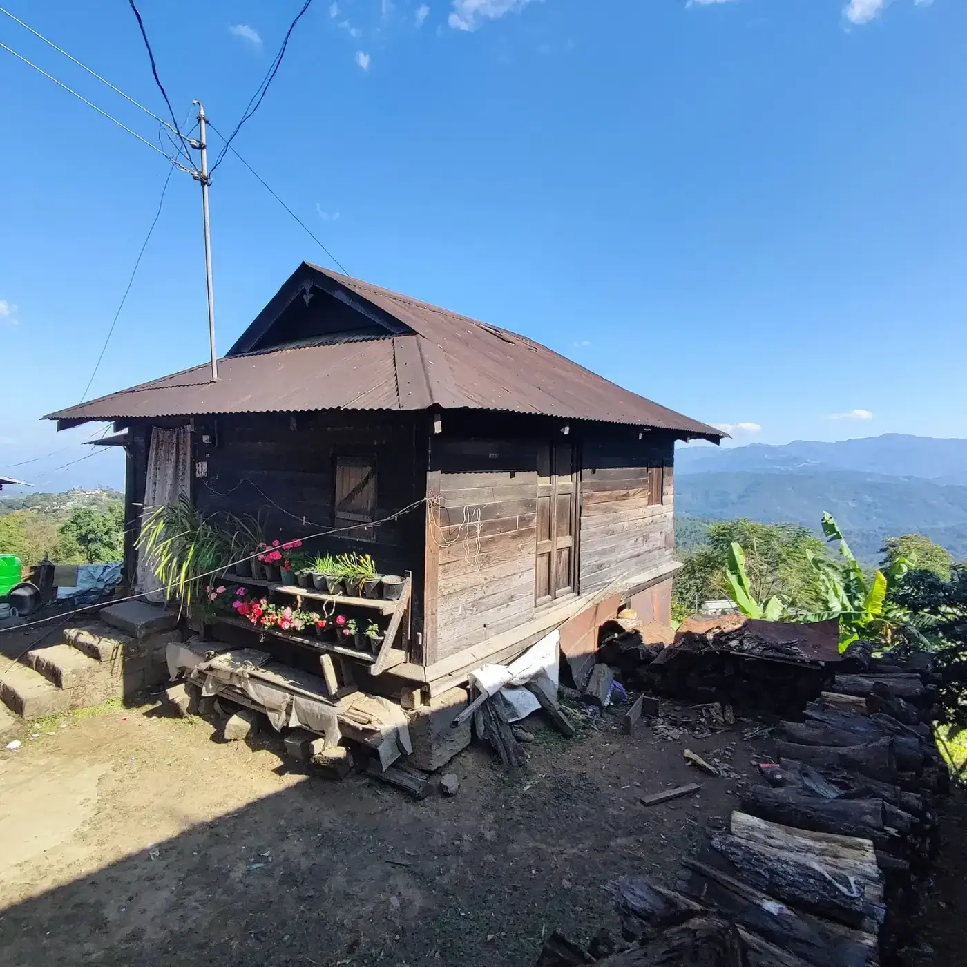 Traditional wooden house in an Angami village near Kohima